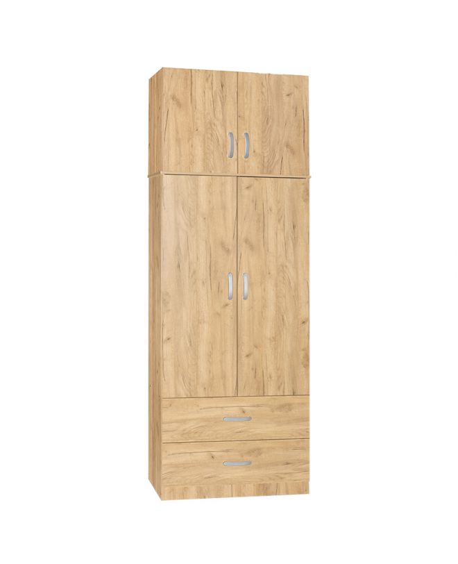 Ντουλάπα δίφυλλη και πατάρι Zelia  φυσικό 79x42x240εκ.