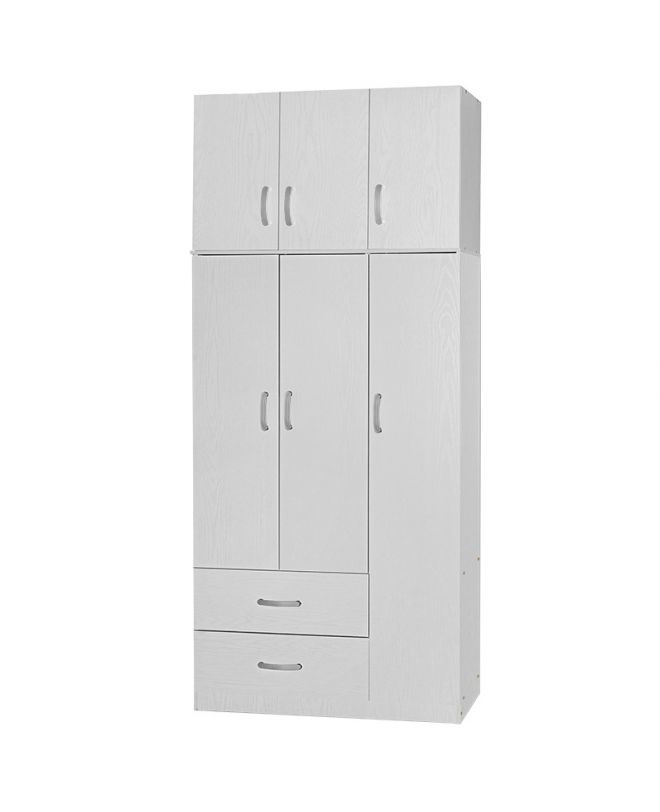 Ντουλάπα τρίφυλλη και πατάρι Zelia  λευκό 90x42x240εκ.