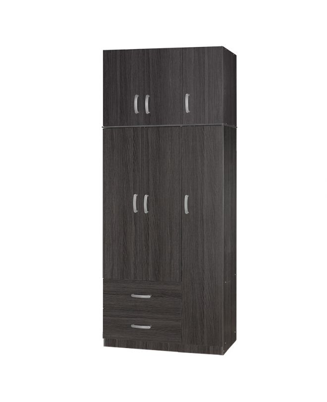 Ντουλάπα τρίφυλλη και πατάρι Zelia  wenge 90x42x240εκ.
