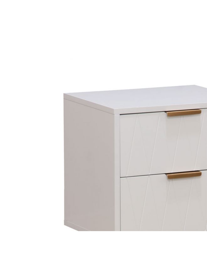 Κομοδίνο Culture  με 2 συρτάρια λευκό-χρυσό 40x35x52εκ