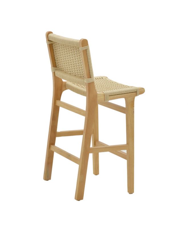Σκαμπό μπαρ Julien  rubberwood φυσικό-έδρα φυσικό σχοινί 45x46x95εκ