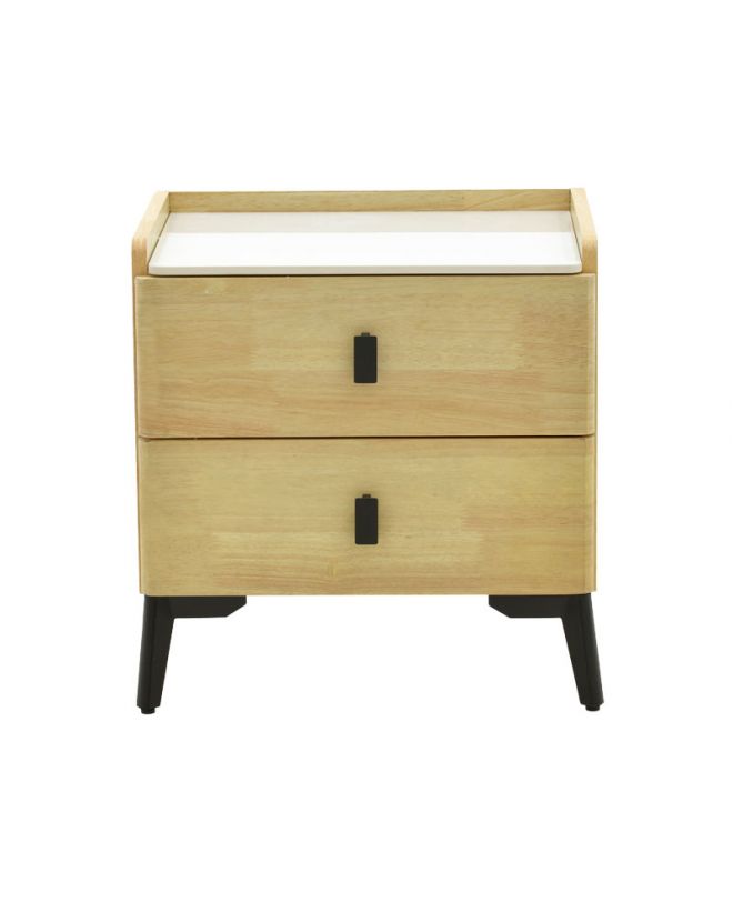 Κομοδίνο Alessio  mdf φυσικό-μαύρο μέταλλο 46x37x47εκ