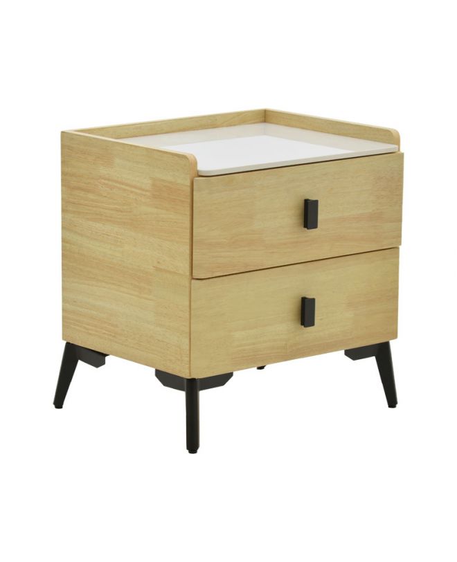Κομοδίνο Alessio  mdf φυσικό-μαύρο μέταλλο 46x37x47εκ