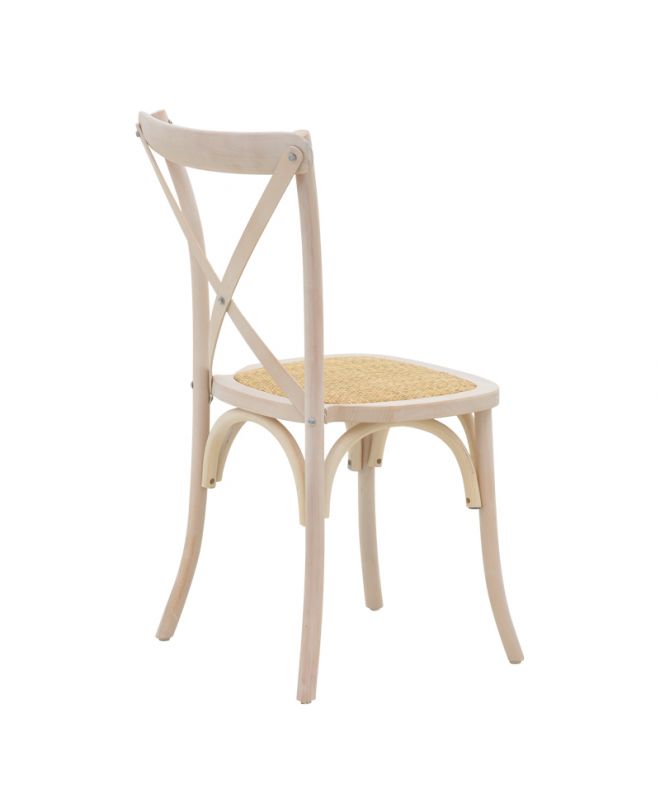 Καρέκλα Dylon  στοιβαζόμενη white wash ξύλο οξιάς-έδρα φυσικό rattan 48x52x89εκ