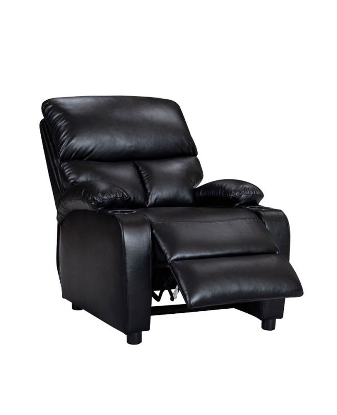 Πολυθρόνα relax με ποτηροθήκη Gartia  μαύρο pu 79x94x102εκ