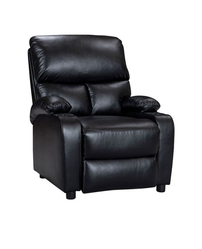 Πολυθρόνα relax με ποτηροθήκη Gartia  μαύρο pu 79x94x102εκ