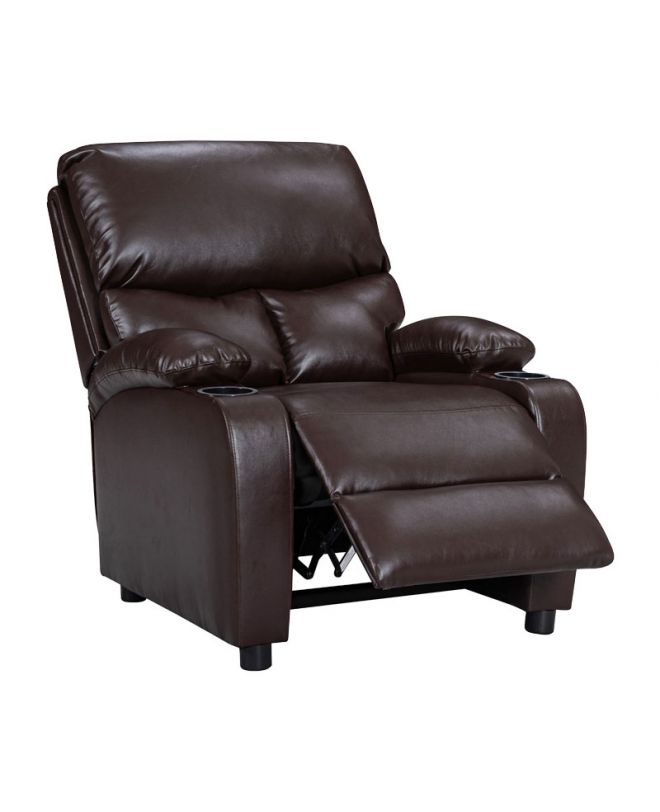Πολυθρόνα relax με ποτηροθήκη Gartia   καφέ PU 79x94x102εκ