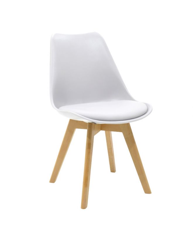 Καρέκλα Gaston  PP-PU λευκό-φυσικό πόδι 53.5x48.5x83εκ
