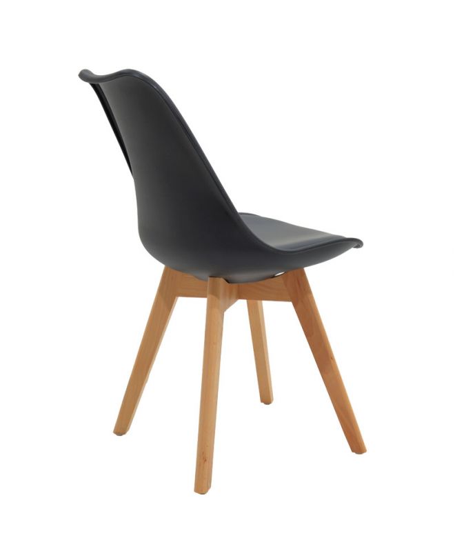 Καρέκλα Gaston  PP-PU μαύρο-φυσικό πόδι 53.5x48.5x83εκ