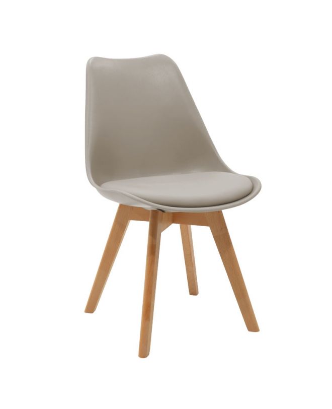 Καρέκλα Gaston  PP-PU γκρι-φυσικό πόδι 53.5x48.5x83εκ