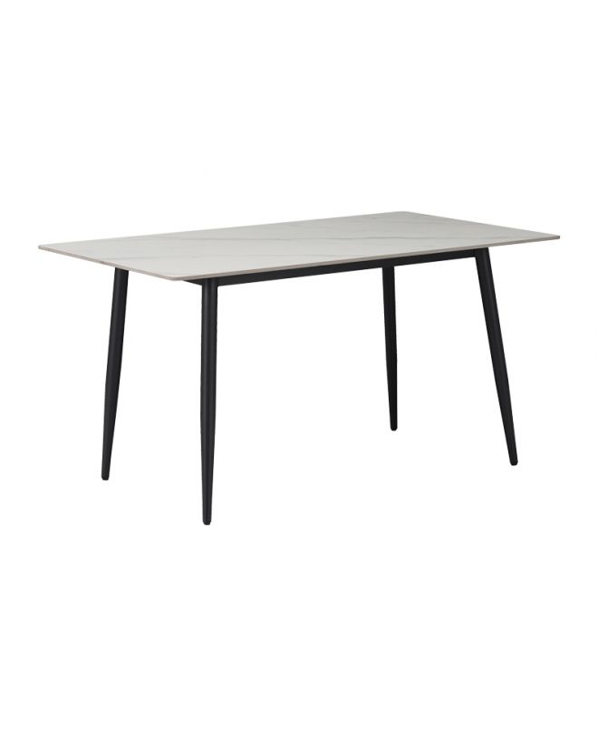Τραπέζι Gustas  λευκό μαρμάρου sintered stone-μαύρο μέταλλο 120x60x75εκ