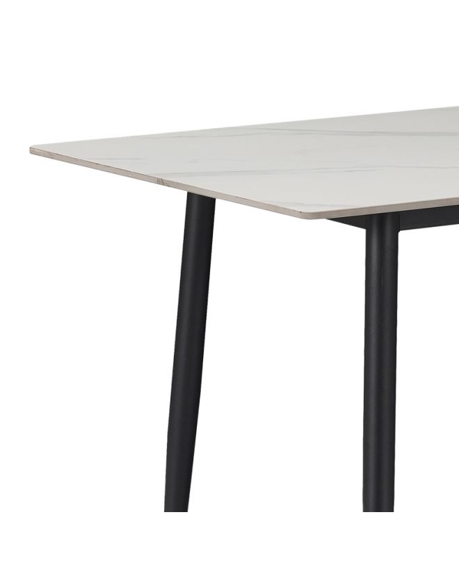Τραπέζι Gustas  λευκό μαρμάρου sintered stone-μαύρο μέταλλο 160x90x75εκ