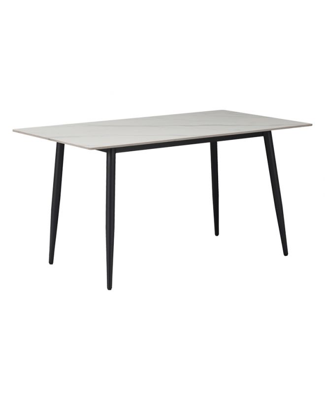 Τραπέζι Gustas  λευκό μαρμάρου sintered stone-μαύρο μέταλλο 160x90x75εκ