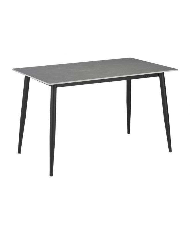 Τραπέζι Gustas  γκρι μαρμάρου sintered stone-μαύρο μέταλλο 120x60x75εκ