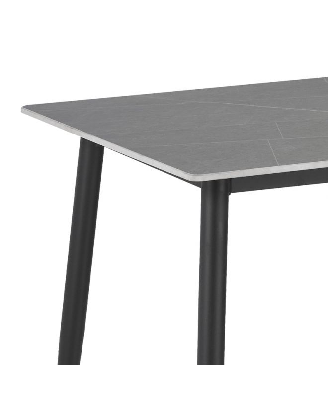 Τραπέζι Gustas  γκρι μαρμάρου sintered stone-μαύρο μέταλλο 160x90x75εκ
