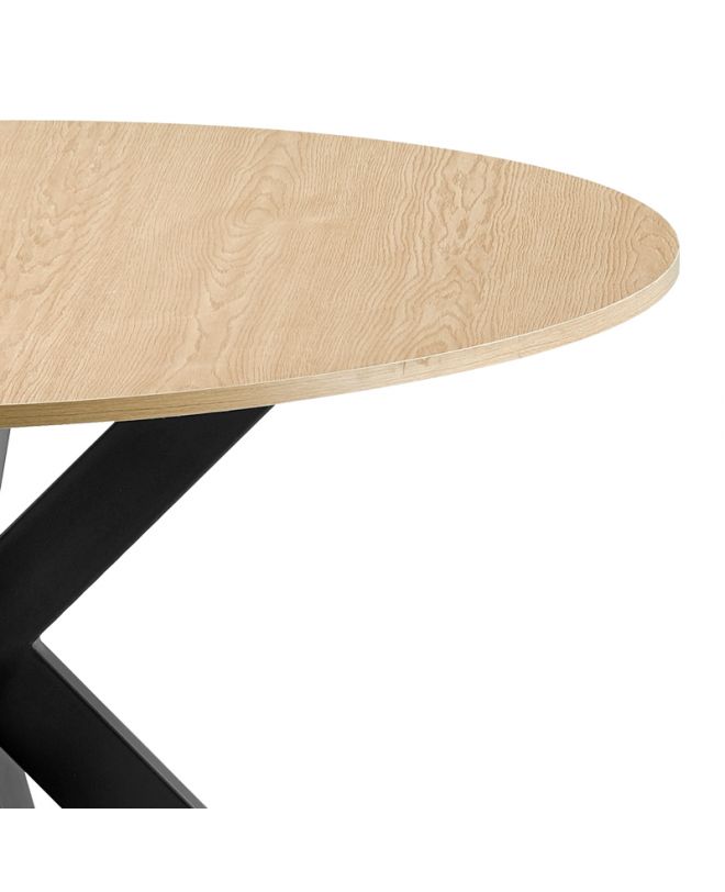 Τραπέζι Jeston word MDF sonoma-πόδ μαύρο μέταλλο Φ120x75εκ