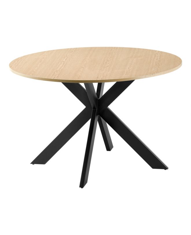 Τραπέζι Jeston word MDF sonoma-πόδ μαύρο μέταλλο Φ120x75εκ