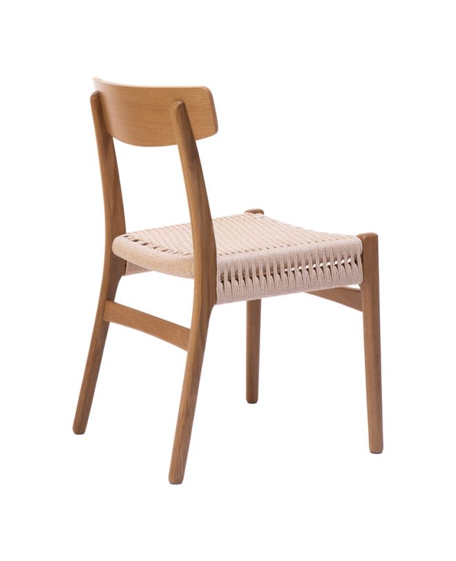 Καρέκλα Safal  oak δρυς ξύλο-έδρα εκρού σχοινί 51x50x78εκ