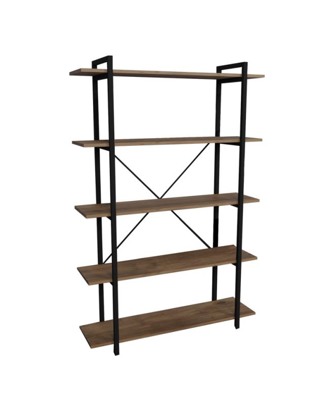 Βιβλιοθήκη Reson  oak μελαμίνης-μαύρο μέταλλο 120x34x180εκ