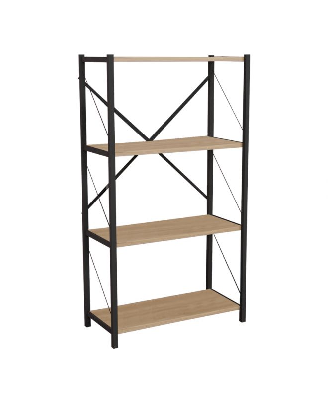 Βιβλιοθήκη Jackrey  oak μελαμίνης-μαύρο μέταλλο 60x30x114εκ