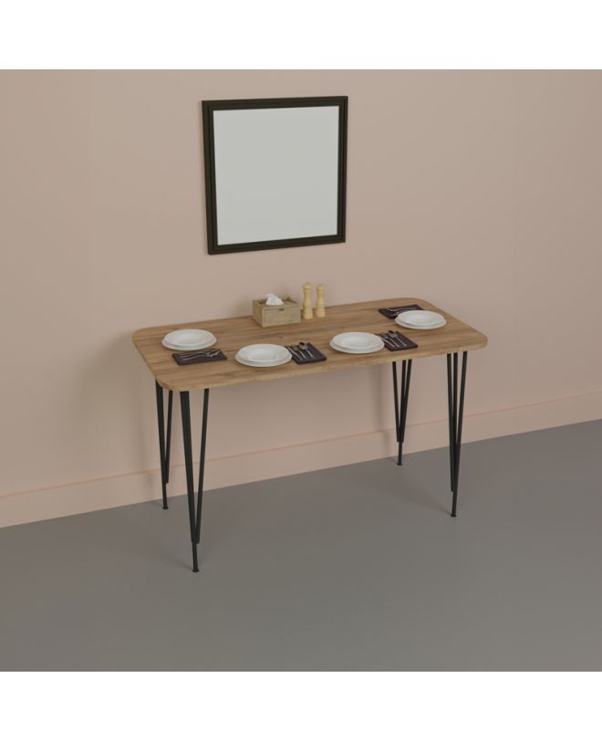 Τραπέζι Polkan  oak μελαμίνης-μαύρο μέταλλο 120x60x73εκ