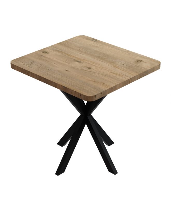 Τραπέζι Prestone  oak μελαμίνης-μαύρο μέταλλο 70x70x75εκ