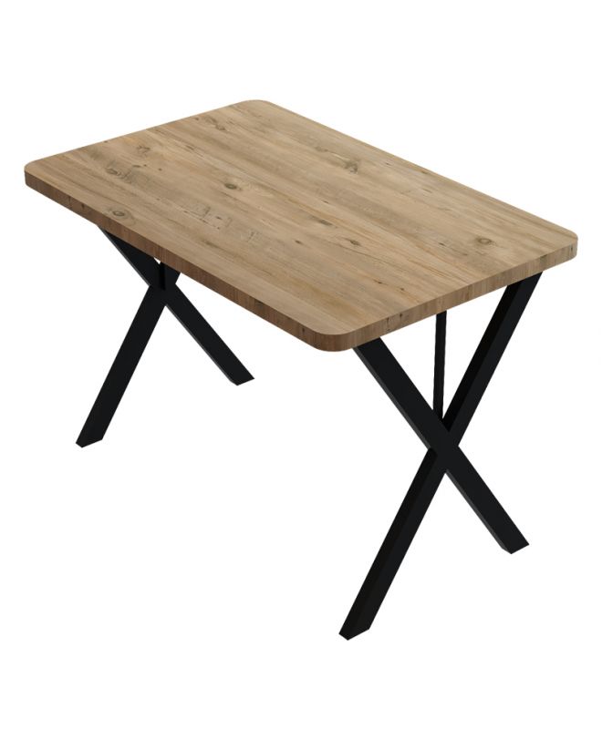 Τραπέζι Zeryin  oak μελαμίνης-μαύρο μέταλλο 70x110x75εκ