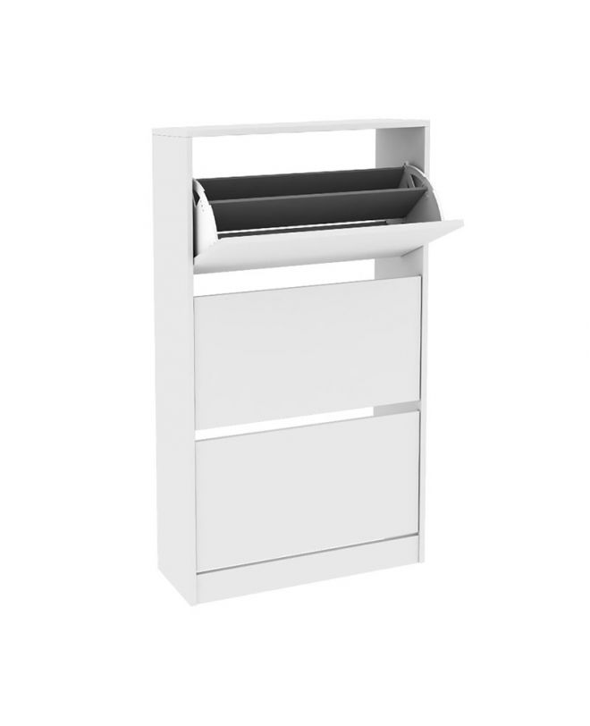Παπουτσοθήκη μελαμίνης Flat Duo  18 ζεύγων σε χρώμα λευκό 73x26x119εκ.
