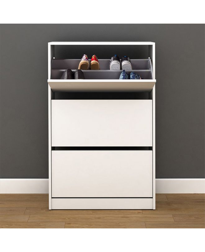 Παπουτσοθήκη μελαμίνης Flat Duo  18 ζεύγων σε χρώμα λευκό 73x26x119εκ.