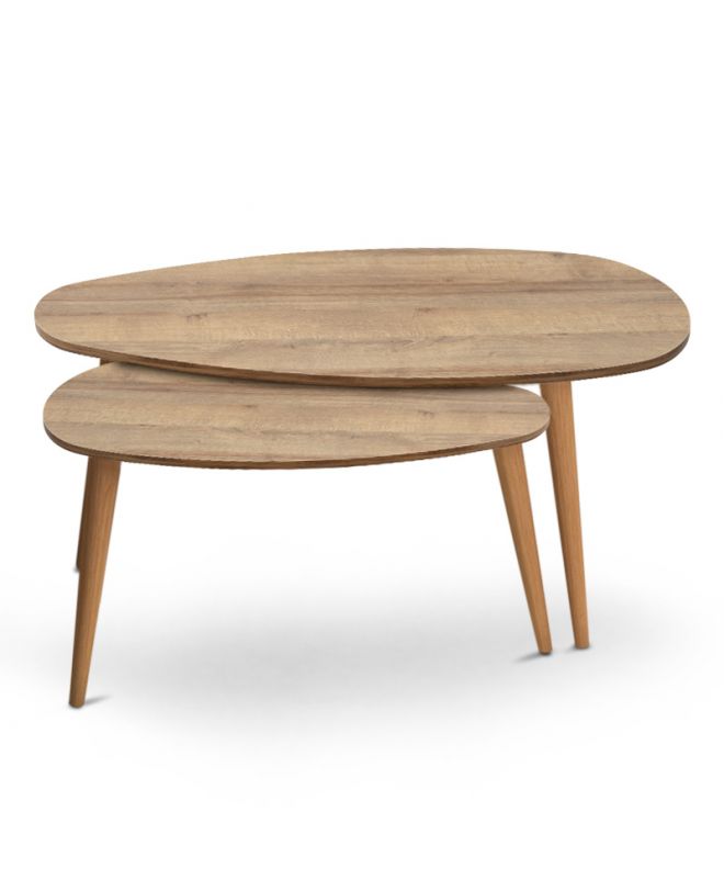 Βοηθητικά τραπεζάκια Elips  από μελαμίνη χρώμα pine oak 116x46x46εκ.