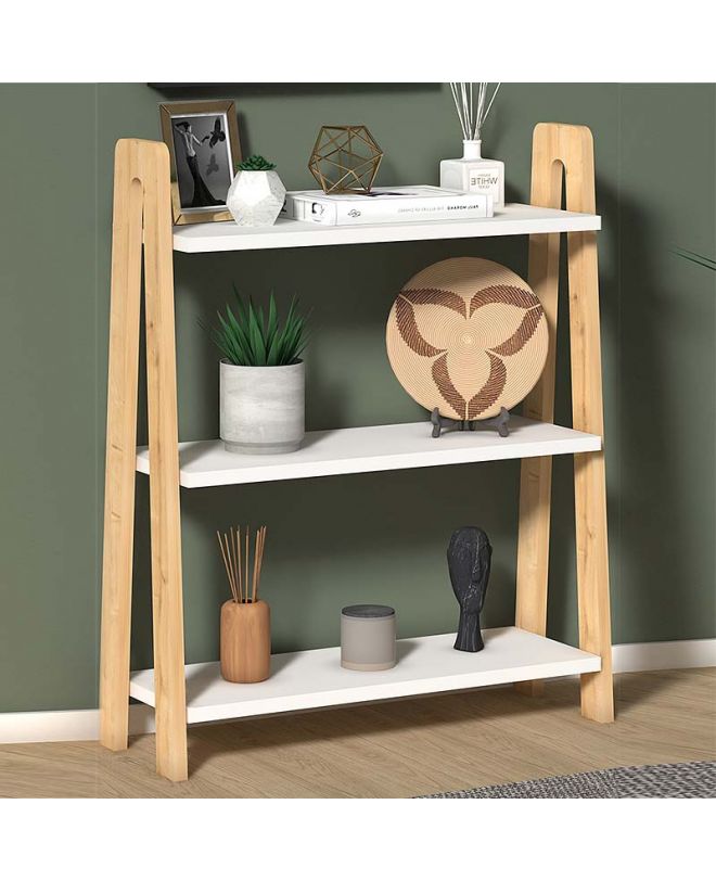 Βιβλιοθήκη Como  από μελαμίνη χρώμα λευκό - oak 63x22x80εκ.