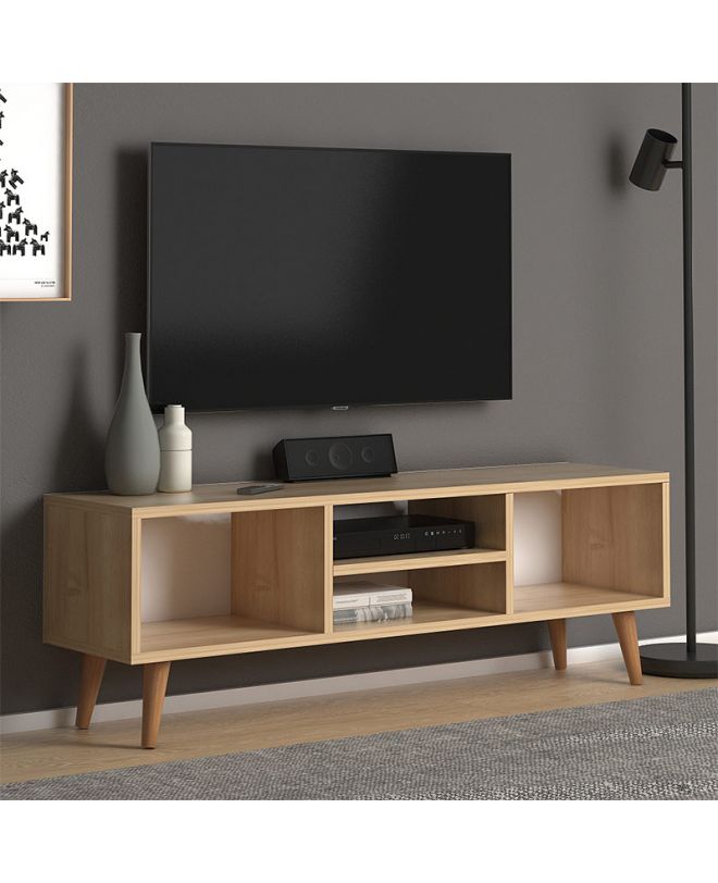 Έπιπλο τηλεόρασης Loren  από μελαμίνη χρώμα oak 120x30x40εκ.