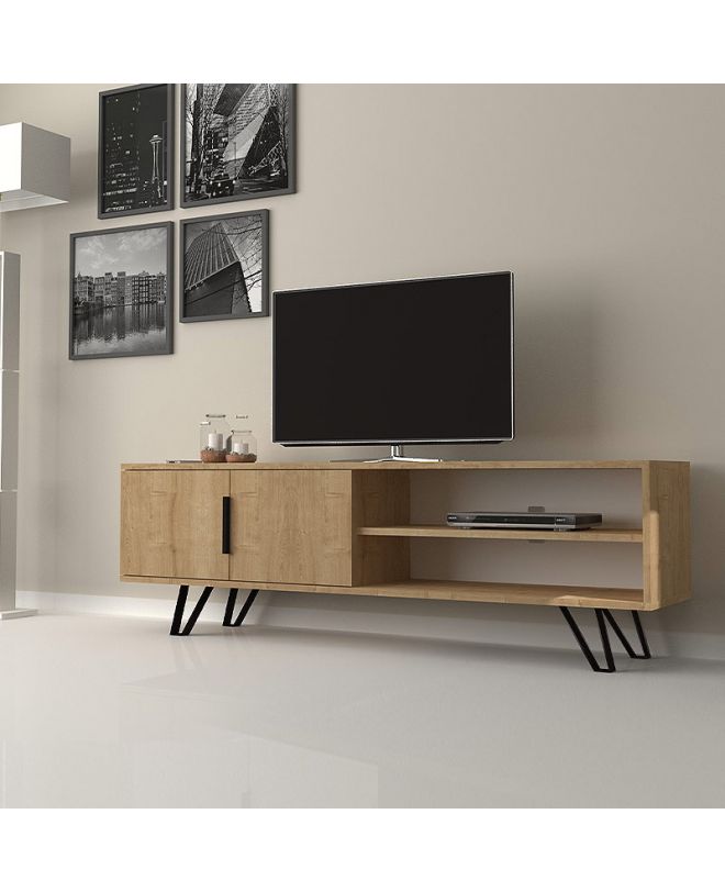 Έπιπλο τηλεόρασης Foot  από μελαμίνη χρώμα sonoma 160x35x49εκ.