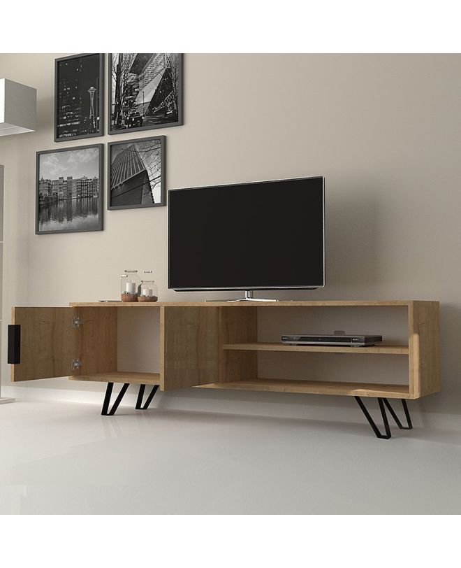 Έπιπλο τηλεόρασης Foot  από μελαμίνη χρώμα sonoma 160x35x49εκ.