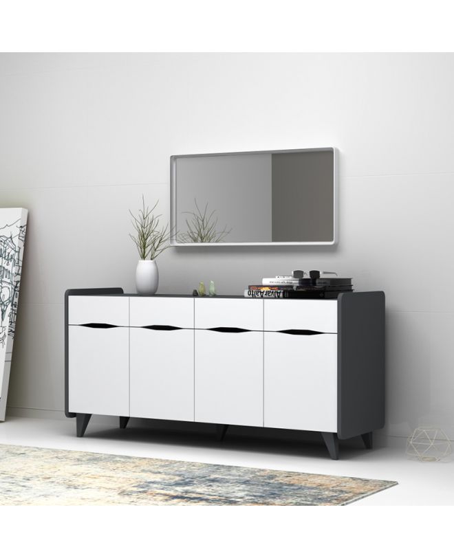 Μπουφές μελαμίνης Sila  χρώμα λευκό - γκρι 140x45x72εκ.