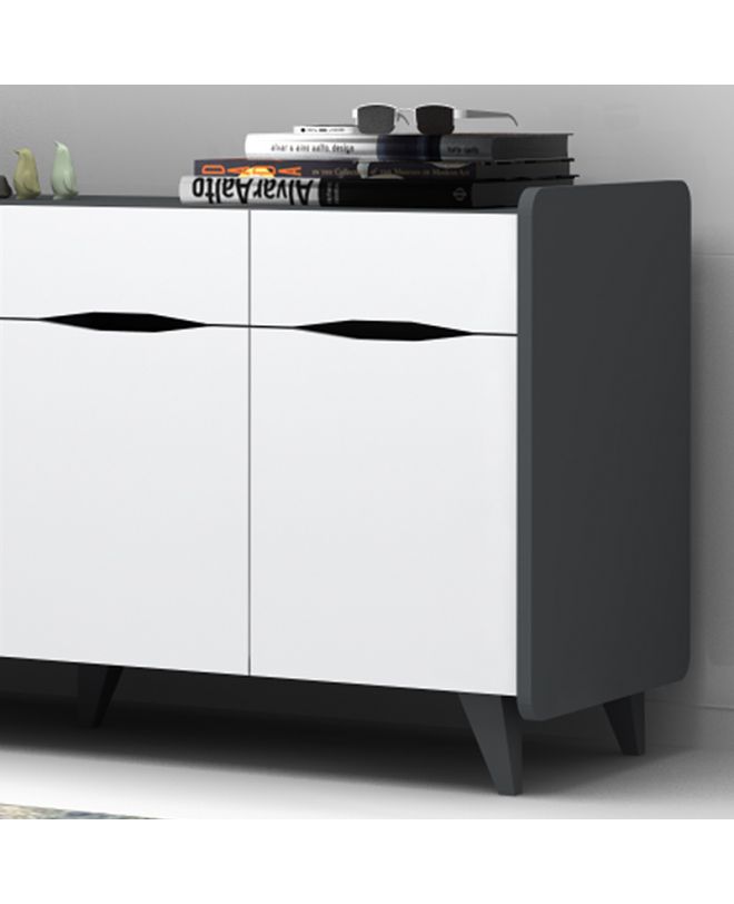 Μπουφές μελαμίνης Sila  χρώμα λευκό - γκρι 140x45x72εκ.