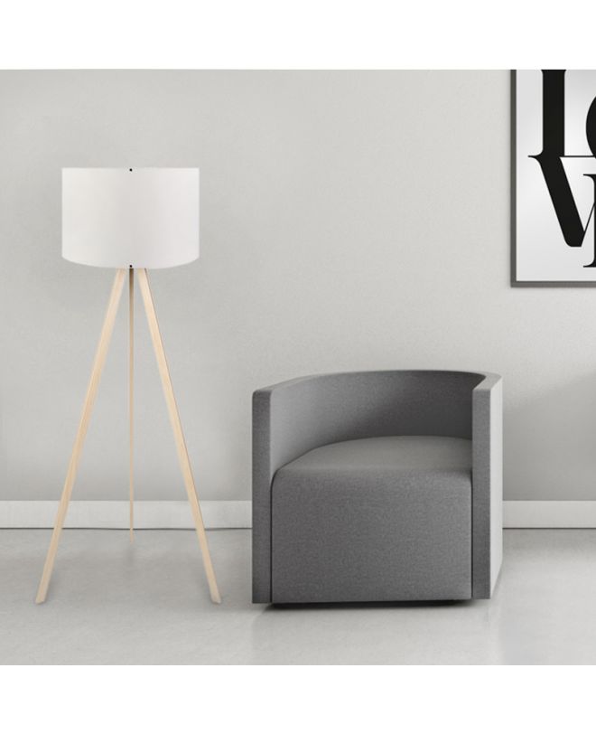Φωτιστικό δαπέδου Rosling  Mdf/ύφασμα Pvc χρώμα φυσικό/λευκό 38x21x140εκ.