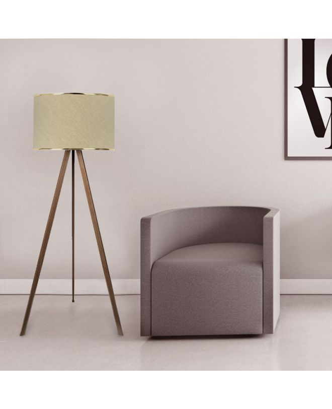 Φωτιστικό δαπέδου Rosling  Mdf/ύφασμα Pvc χρώμα καρυδί/μπεζ 38x21x140εκ.