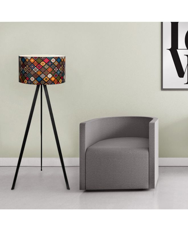 Φωτιστικό δαπέδου Rosling  Mdf/ύφασμα Pvc χρώμα μαύρο/πολύχρωμο 38x21x140εκ.