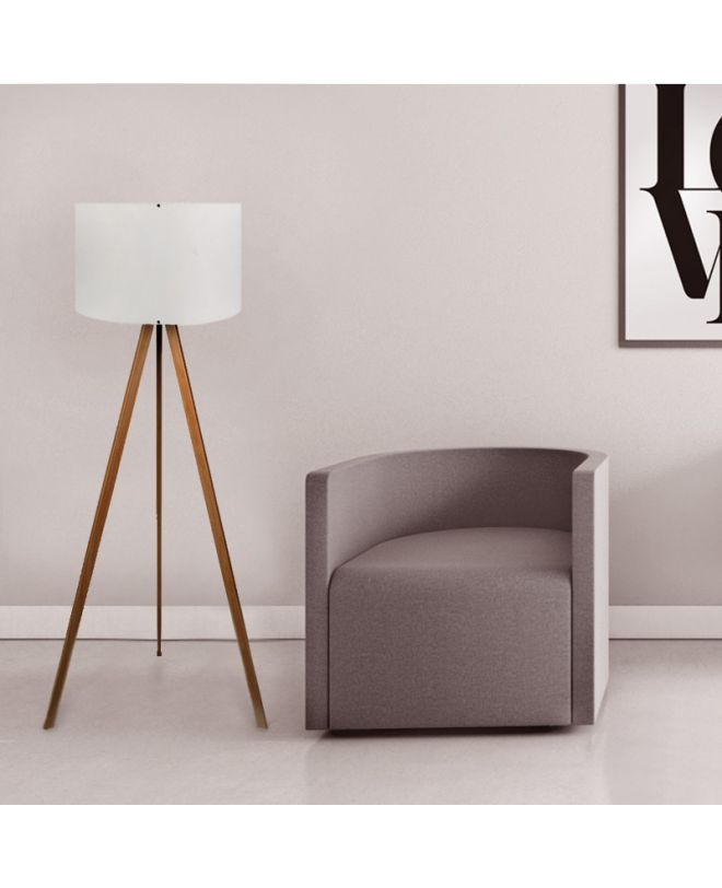 Φωτιστικό δαπέδου Rosling  Mdf/ύφασμα Pvc χρώμα καρυδί/μπεζ 38x21x140εκ.