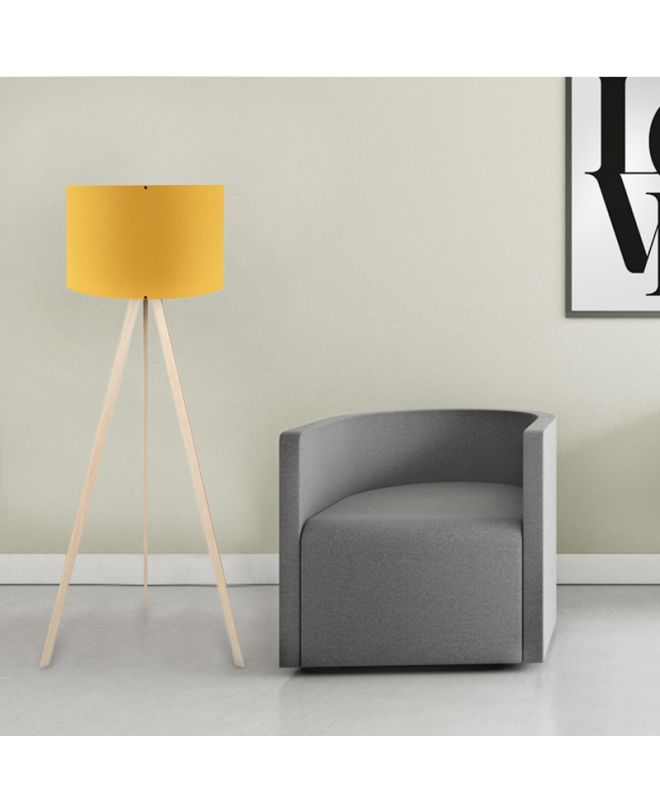 Φωτιστικό δαπέδου Rosling  Mdf/ύφασμα Pvc χρώμα φυσικό/κροκί 38x21x140εκ.
