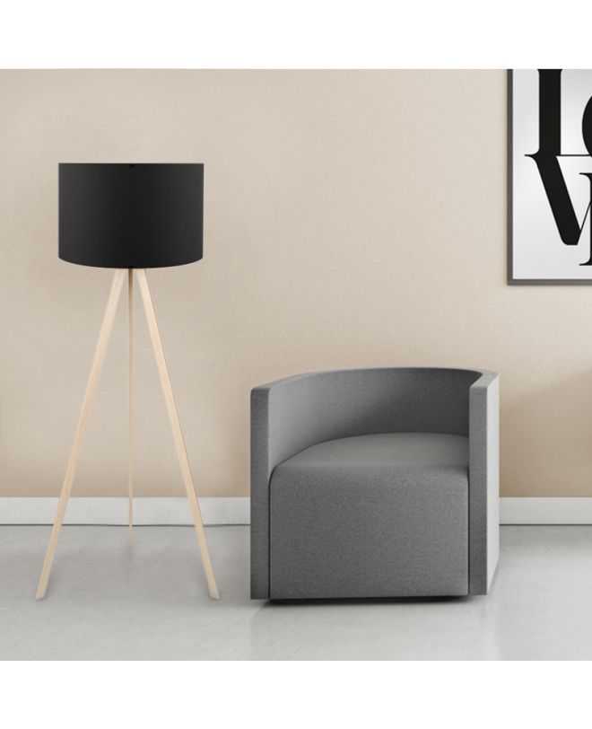 Φωτιστικό δαπέδου Rosling  Mdf/ύφασμα Pvc χρώμα φυσικό/μαύρο 38x21x140εκ.