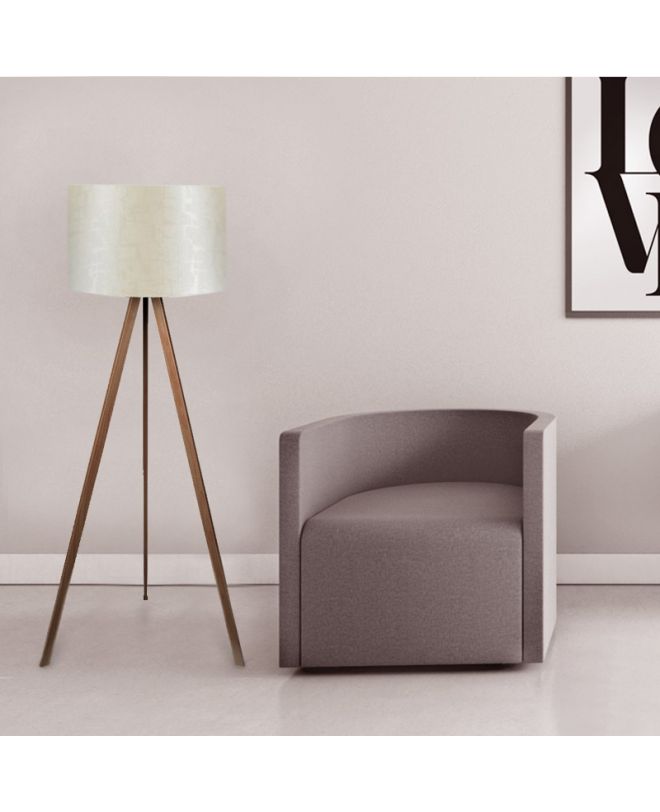 Φωτιστικό δαπέδου Rosling  Mdf/ύφασμα Pvc χρώμα καρυδί/μπεζ 38x21x140εκ.