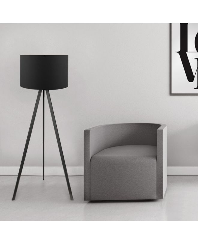 Φωτιστικό δαπέδου Rosling  Mdf/ύφασμα Pvc χρώμα μαύρο 38x21x140εκ.
