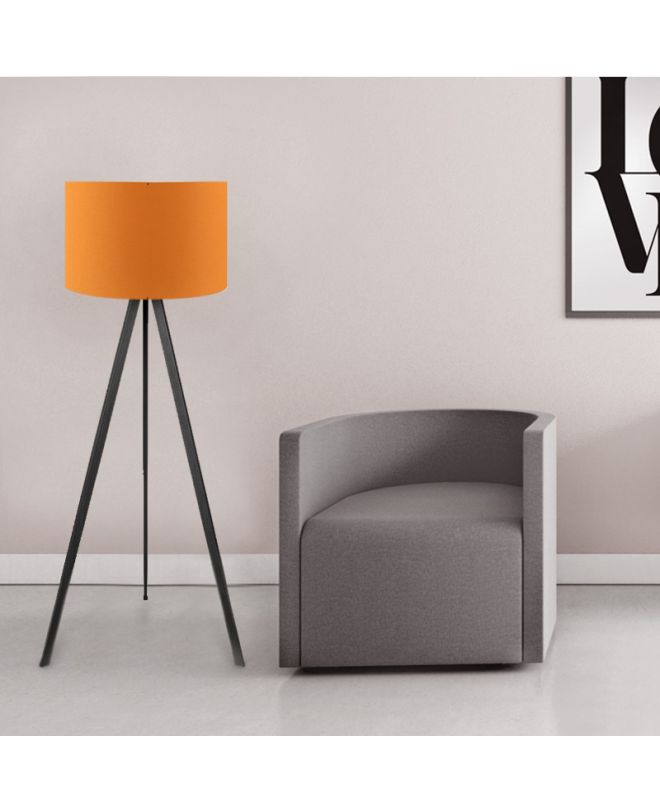 Φωτιστικό δαπέδου Rosling  Mdf/ύφασμα Pvc χρώμα μαύρο/πορτοκαλί 38x21x140εκ.