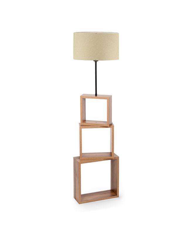 Φωτιστικό δαπέδου Claude  Mdf/fabric Pvc χρώμα καφέ/μπεζ 37x20x140εκ.