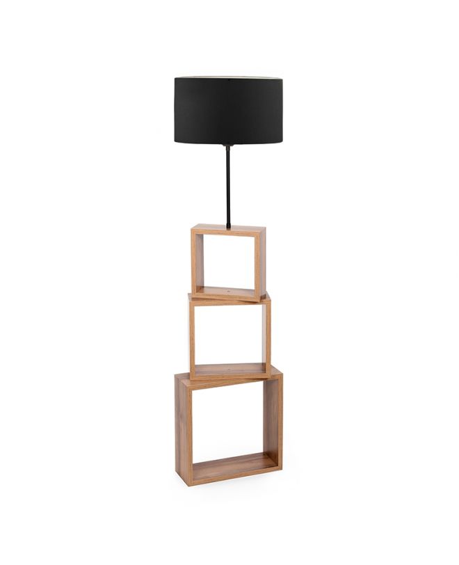 Φωτιστικό δαπέδου Claude  Mdf/fabric Pvc χρώμα καφέ/μαύρο 37x20x140εκ.