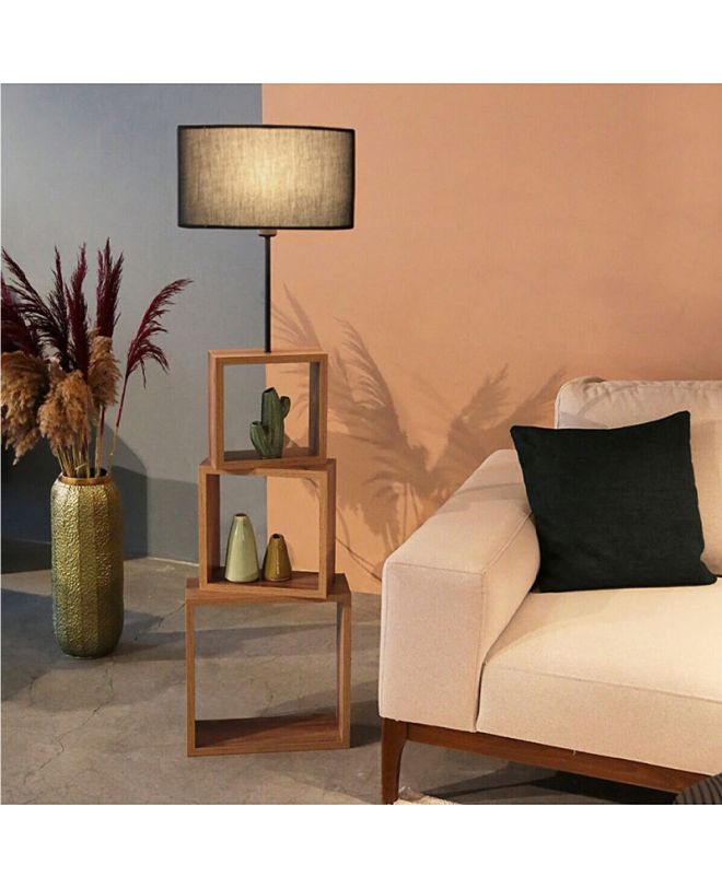 Φωτιστικό δαπέδου Claude  Mdf/fabric Pvc χρώμα καφέ/μαύρο 37x20x140εκ.