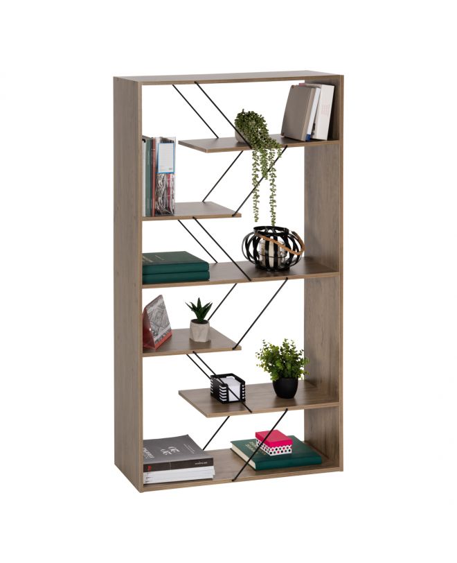 ΒΙΒΛΙΟΘΗΚΗ TARS HM2240.13 OLIVE GREY ΜΕΛΑΜΙΝΗ-ΜΑΥΡΕΣ ΜΕΤΑΛΛΙΚΕΣ ΒΕΡΓΕΣ 84x24x157Yεκ.
