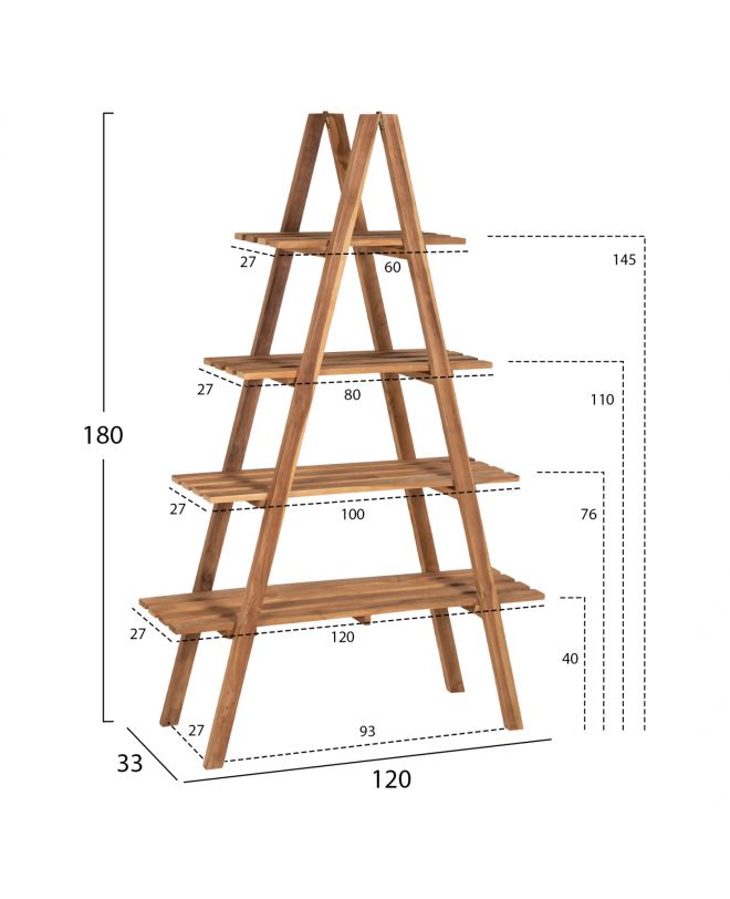 ΒΙΒΛΙΟΘΗΚΗ STAM HM7895 TEAK ΞΥΛΟ ΣΕ ΦΥΣΙΚΟ ΧΡΩΜΑ 120x33x180Y εκ.